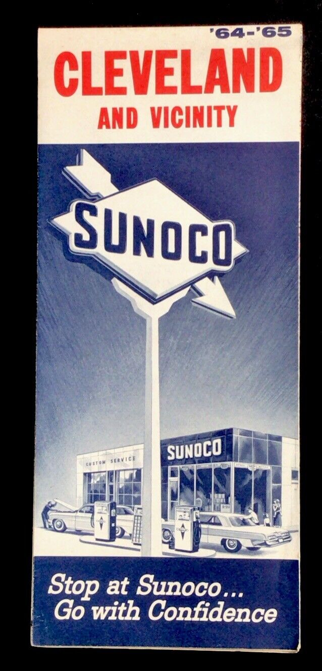 1964-65 Sunoco Sun Oil Co Road And Street Map Of Cleveland Ohio & Vicinity