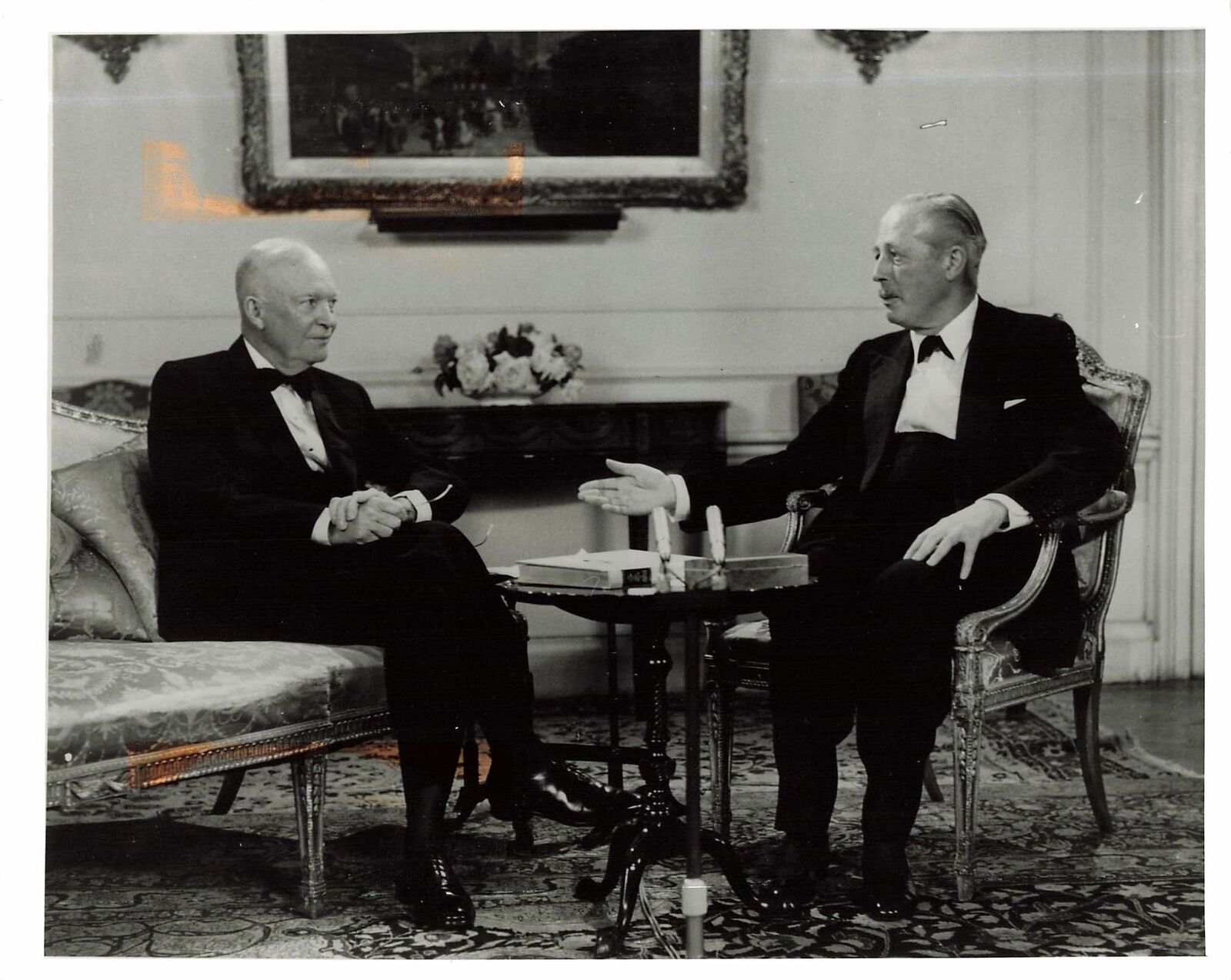 1959 Press Photo Eisenhower, England PM Harold Macmillan TV Ike & Mac Broadcast