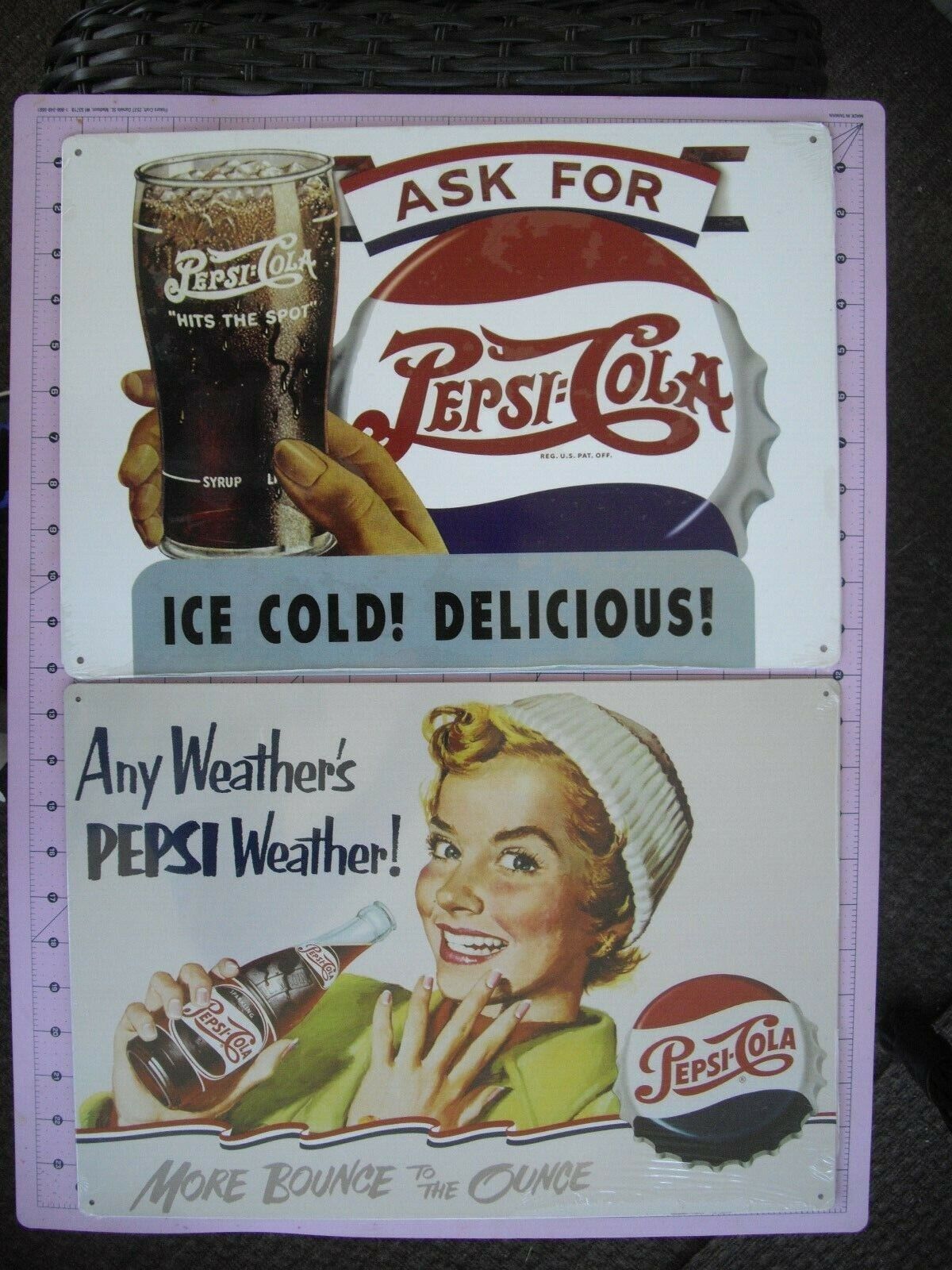 2 Pepsi-Cola Tin Signs Pepsi Weather