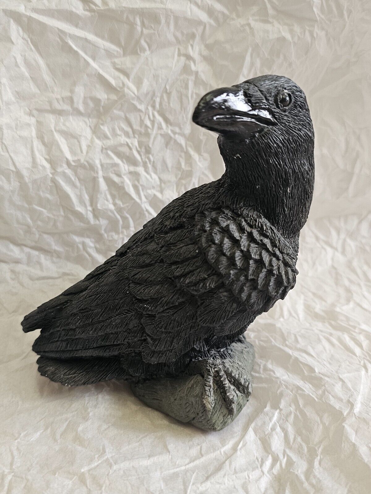 Stone Critters Black Raven Bird Figurine