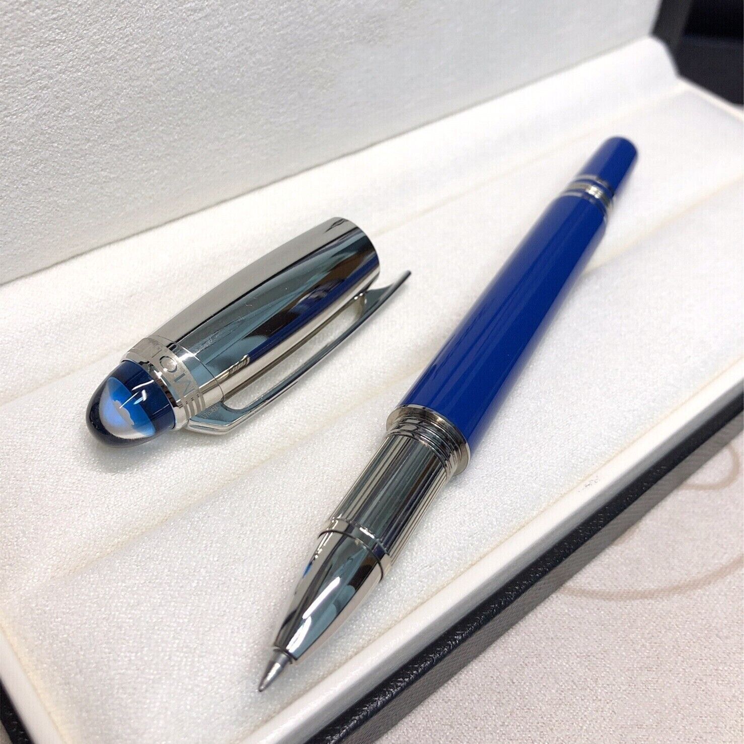 Luxury Blue Planet Series Blue+Steel Color 0.7mm Rollerball Pen NO BOX