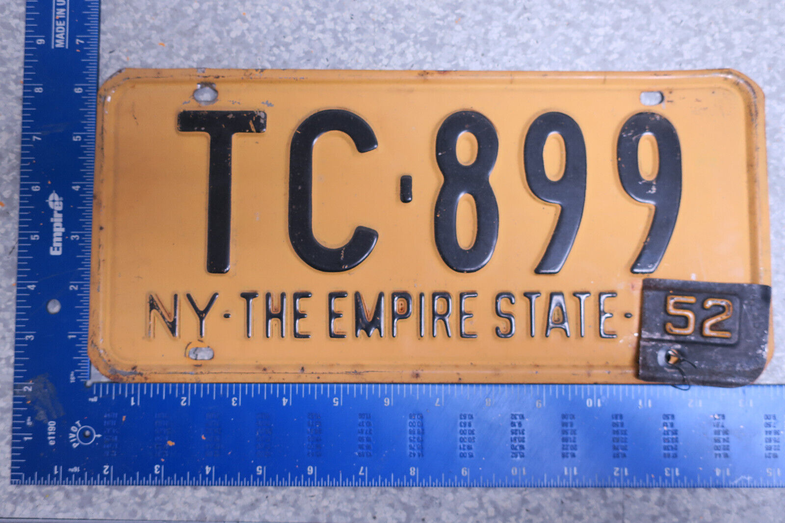 New York LIcense Plate 1951 1952 51 52 Tag NY TC-899