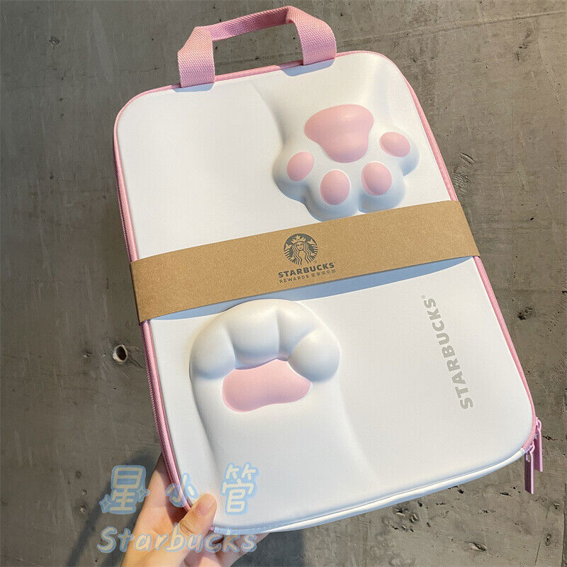 New Starbucks Cute Pink Cat Paw Computer Bag Laptop Portable Storage Carry Bags