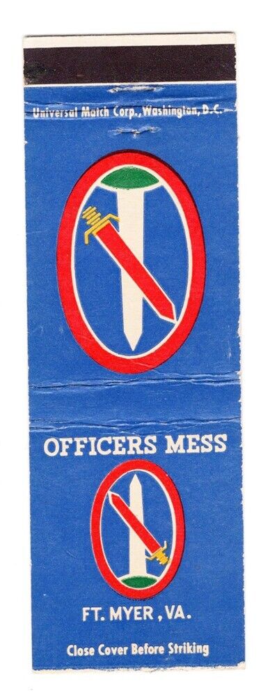 Matchbook: U.S. Army - Officers Mess, Fort Myer, Military District of Washington