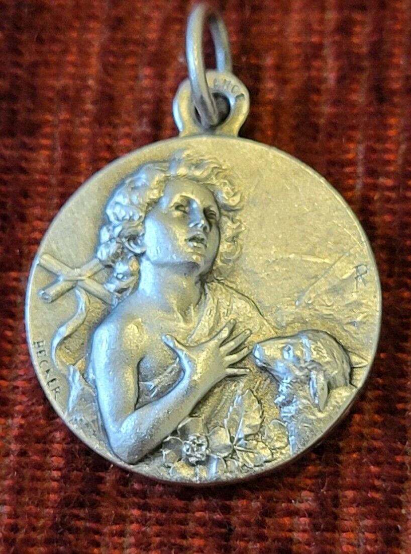 Young Jesus & A Lamb Vintage & New Holy Medal Catholic France 