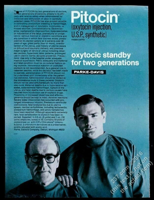 1986 Parke-Davis pharmaceuticals Pitocin oxytocin injection vintage print ad