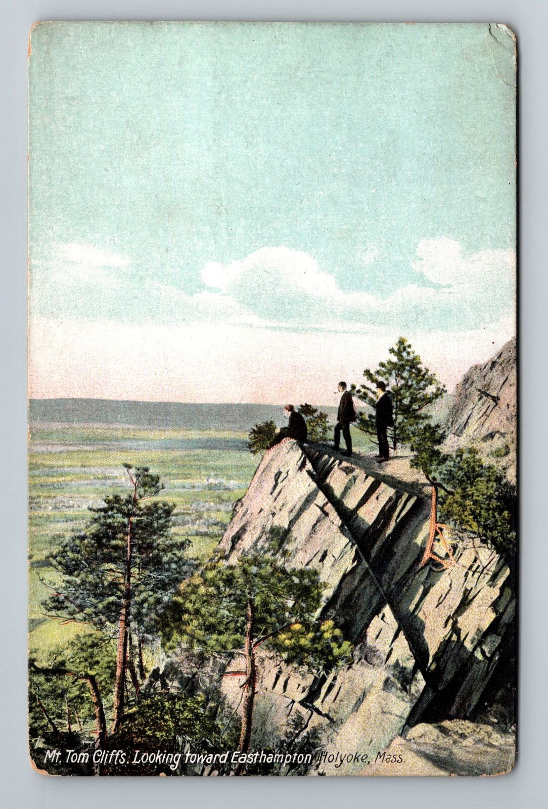 Holyoke MA-Massachusetts, Mt Tom Cliffs Vintage Souvenir Postcard