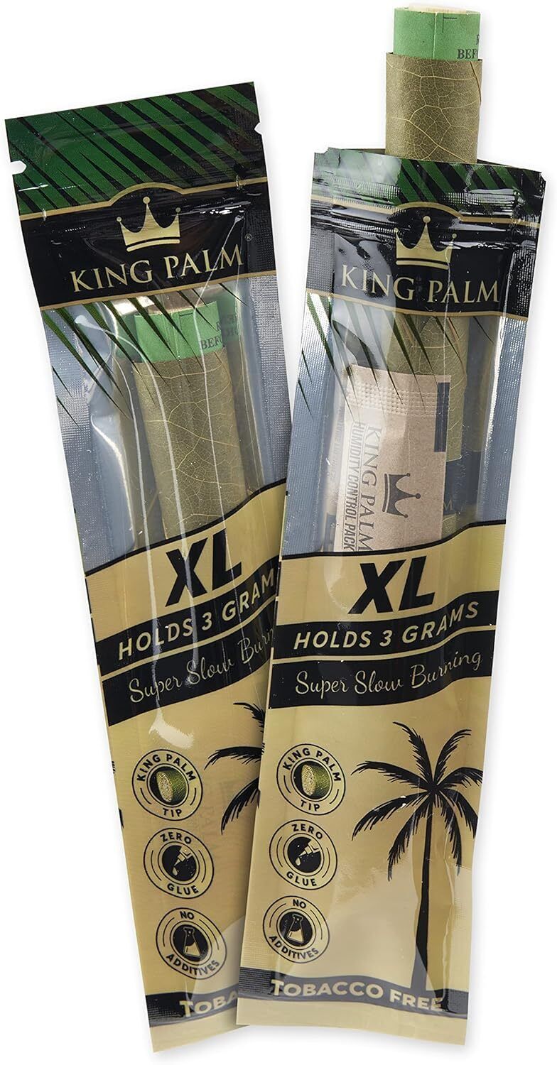 King Palm | XL Size | Natural | Prerolled Palm Leafs | 2 Pack, 2 Rolls Per Pack