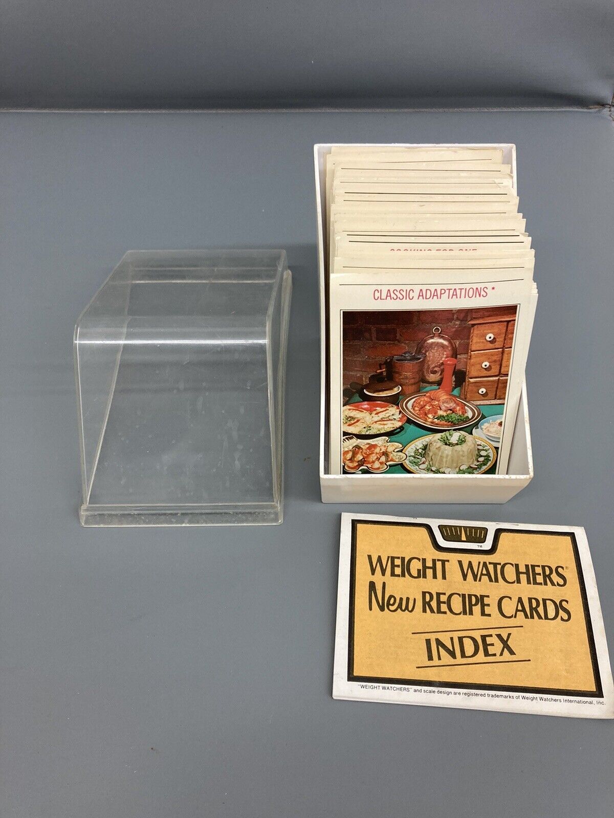 Vintage 1974 Weight Watchers Recipe Cards w/ File Case and Lift off Lid & Index