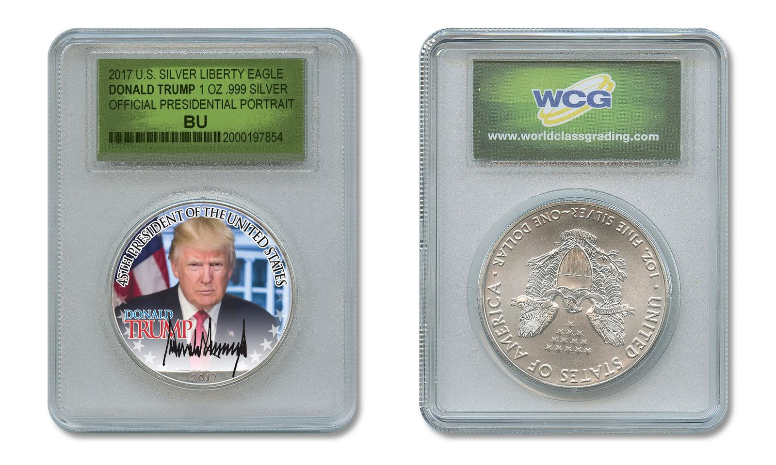 DONALD TRUMP OFFICIAL President PORTRAIT 1oz SILVER EAGLE in SPECIAL HOLDER