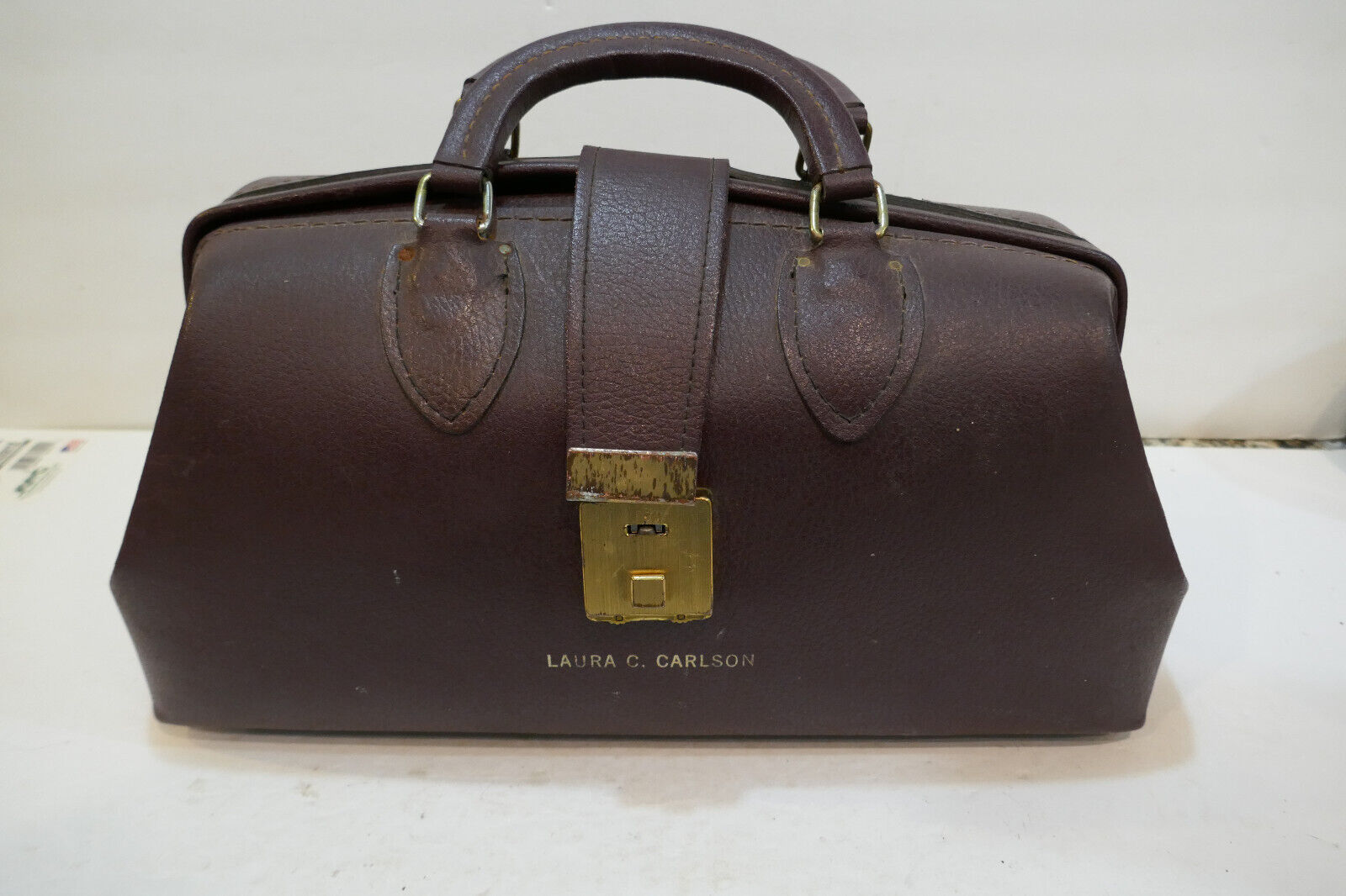 Antique Schell Burgandy  Patterned Cowhide Leather Doctors Bag