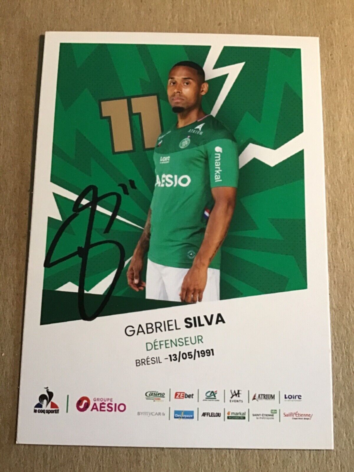 Gabriel Silva, Brazil 🇧🇷 AS St. Etienne 2019/20 hand signed