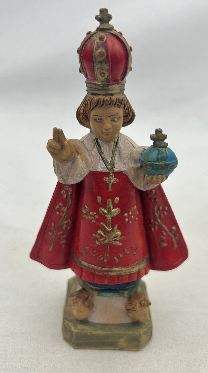 VTG Infant Jesus Of Prague El Nino Statue Made Italy Small Resin Hand Painted 6”