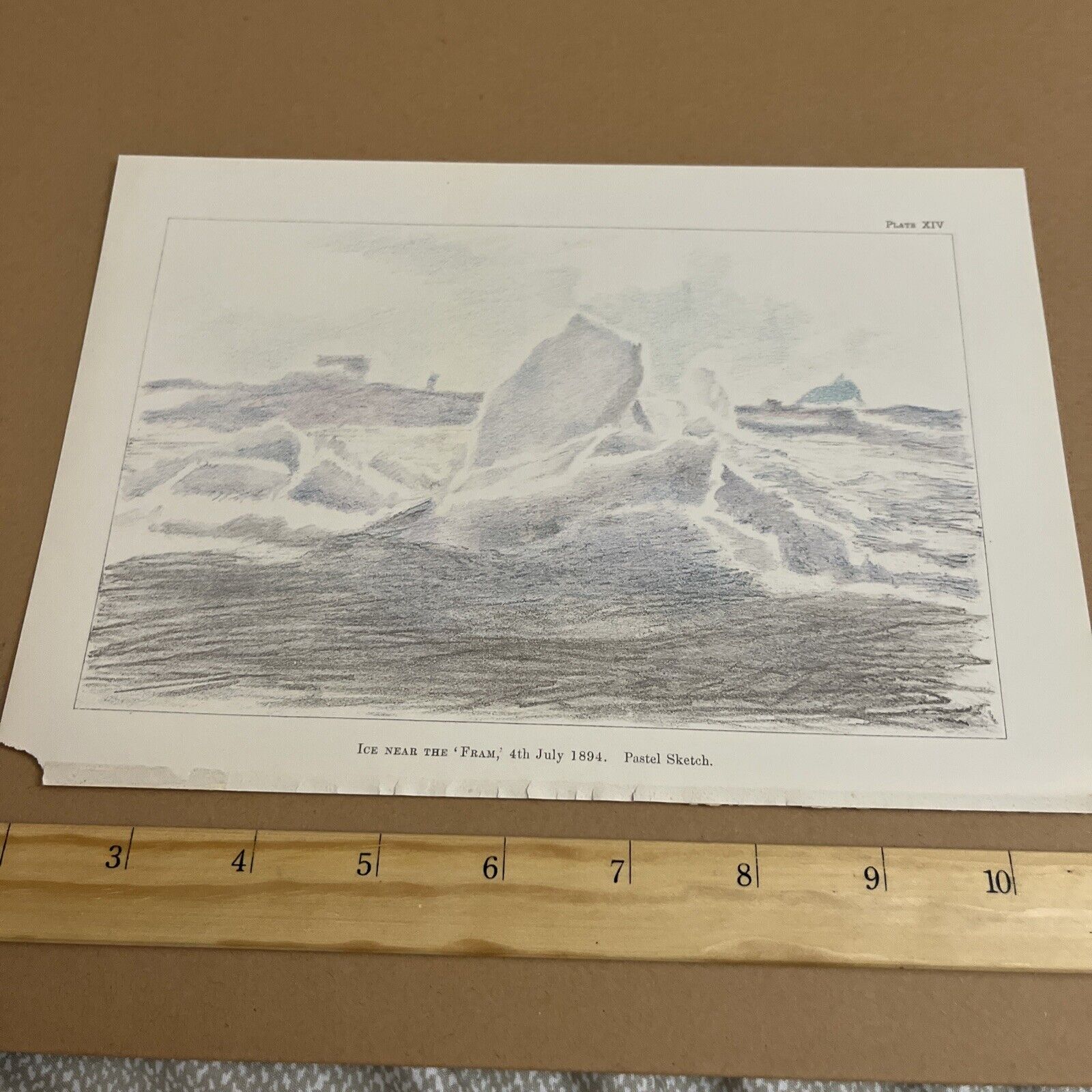Antique 1898 Plate: Ice Near the Fram Vessel - Arctic Polar Expedition Ship