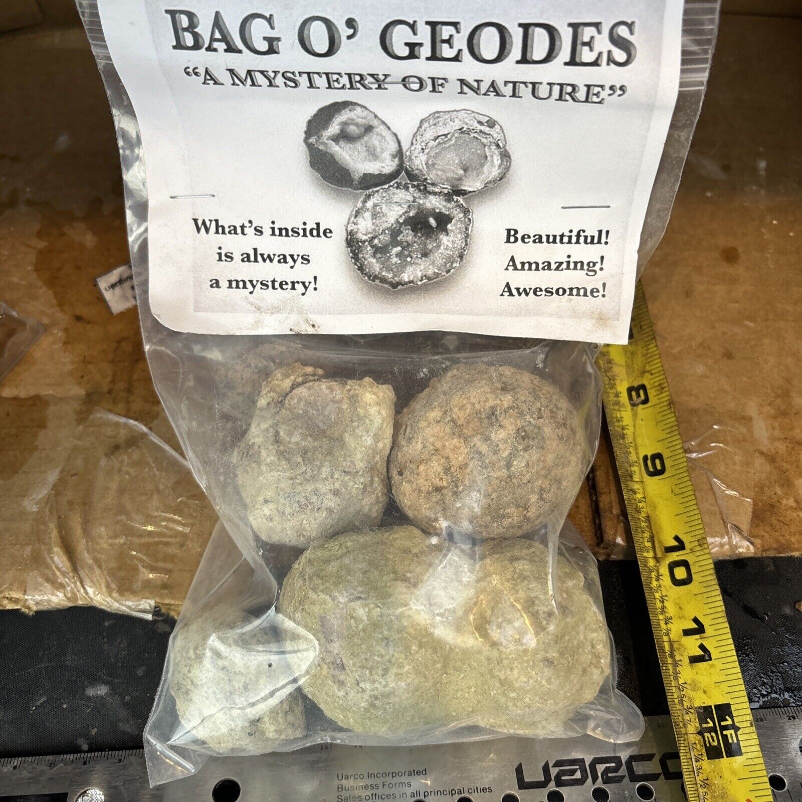 Bag of crack your own geodes three or four pieces one to 3 inches hollow