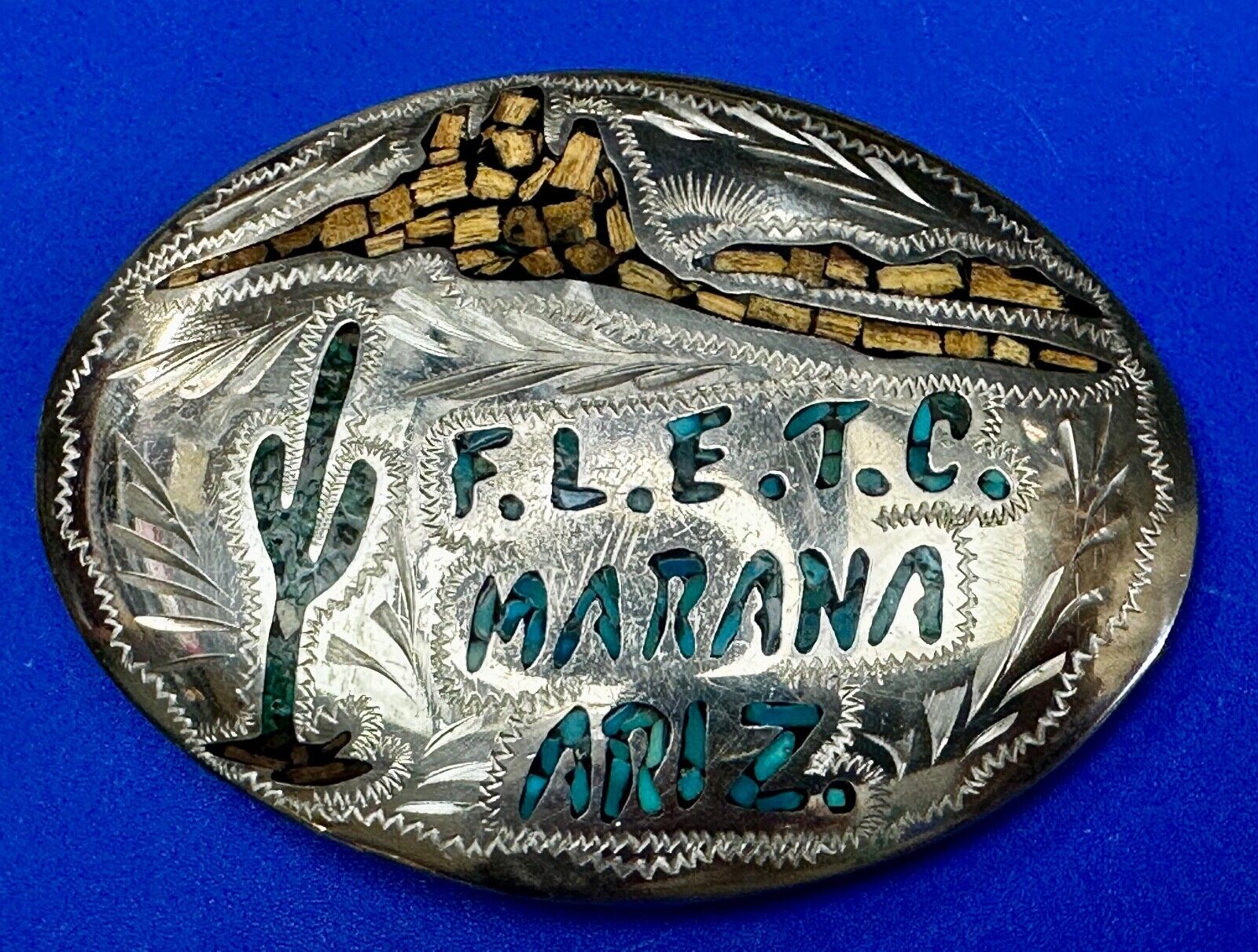 Federal Law Enforcement Training FLETC Marana Arizona inlaid Artisan Belt Buckle