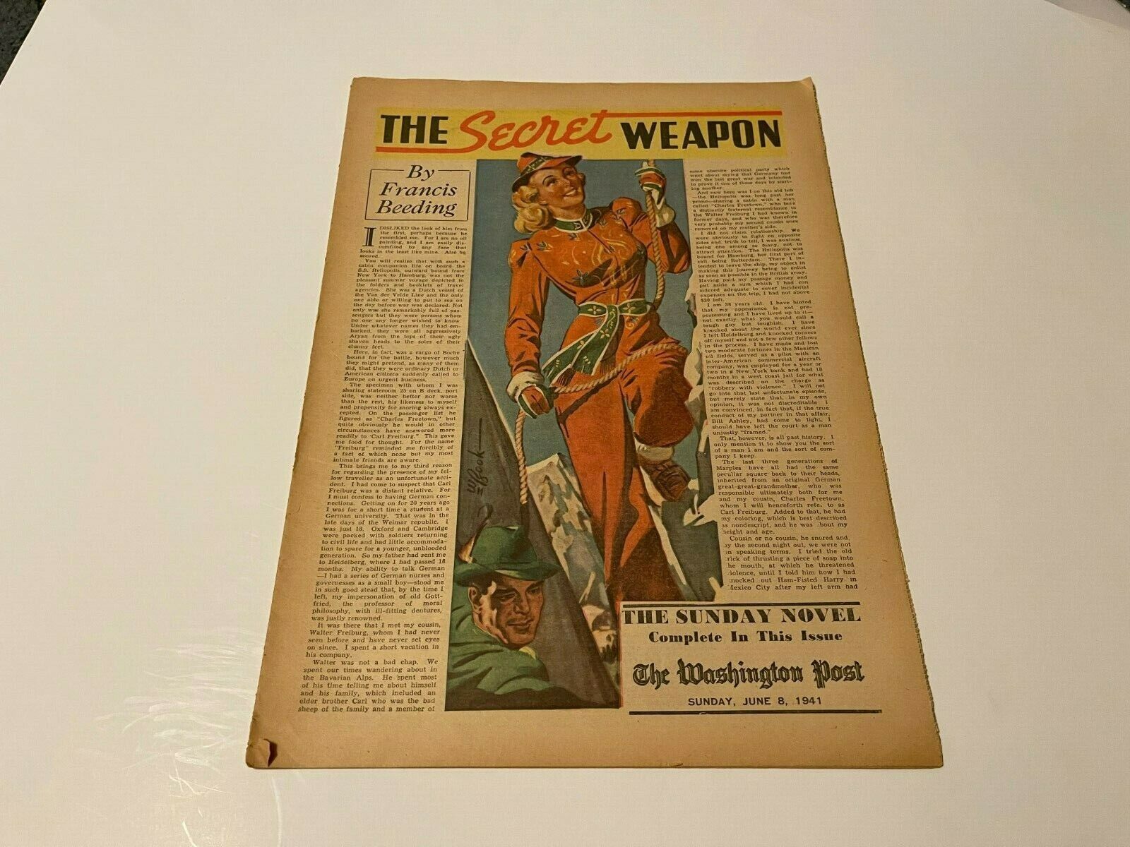 THE SECRET WEAPON, 1941 washington post sunday novel, FRANCIS BEEDING,JUNE 8