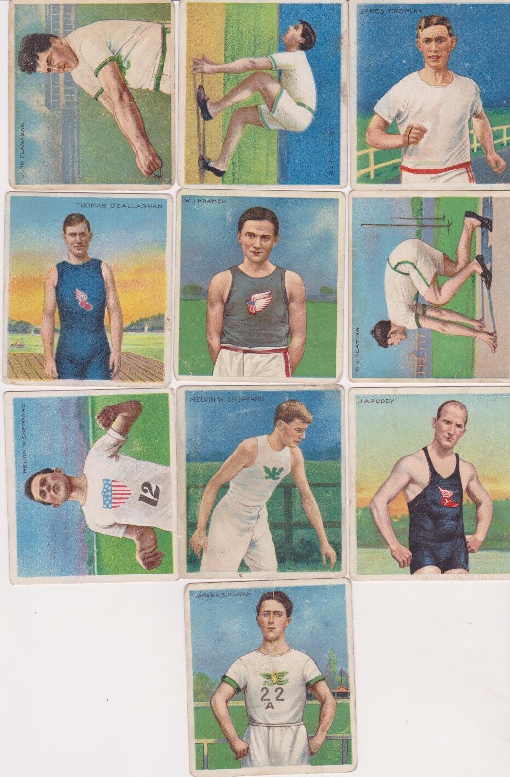 Nice color 1910 Hassan/Mecca Cigarette Athletes PICK ONE CARD/MORE Clean backs