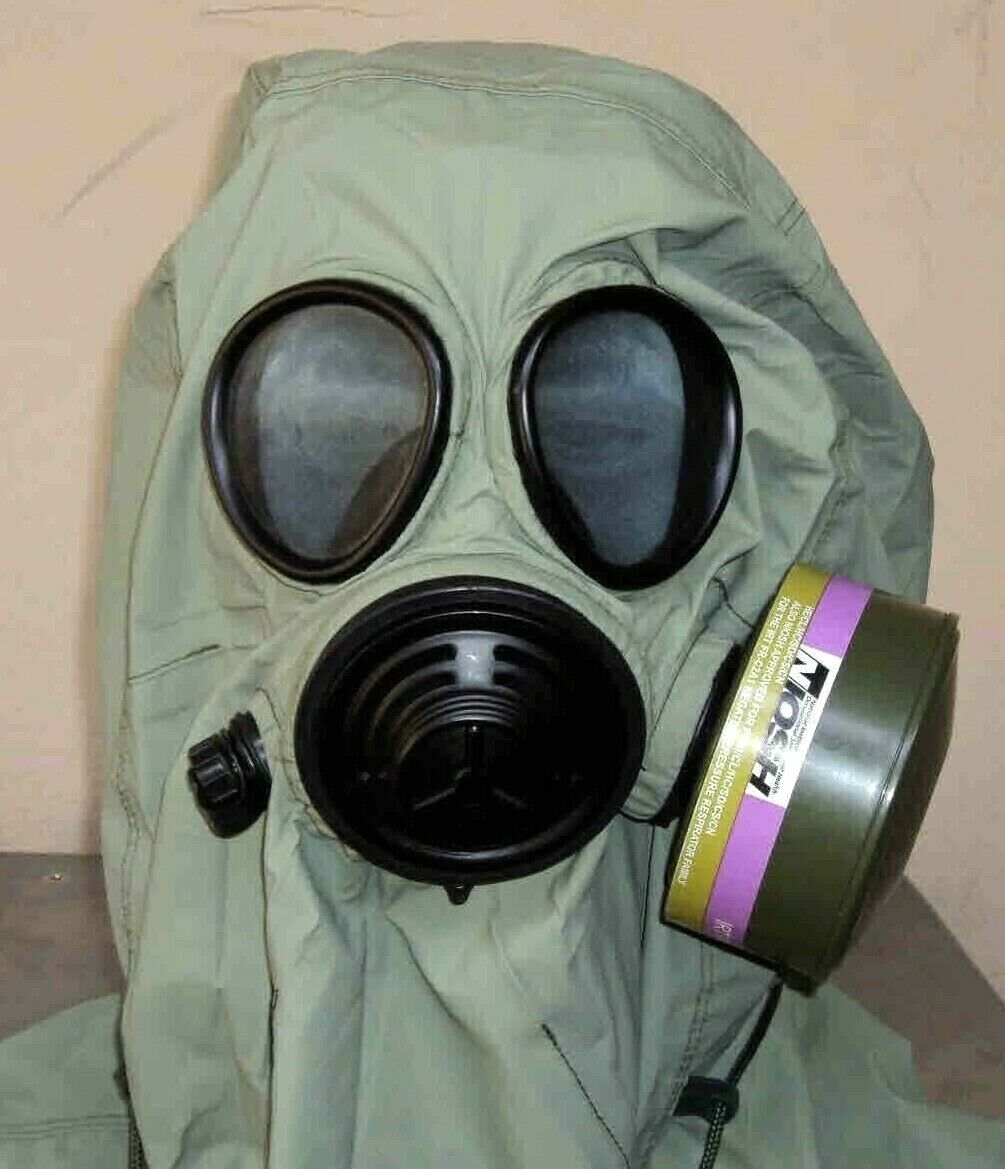 Evo Military 40mm NATO Gas Mask Kit w 2 Sealed Scott CBRN Filters, Pouch & Hood