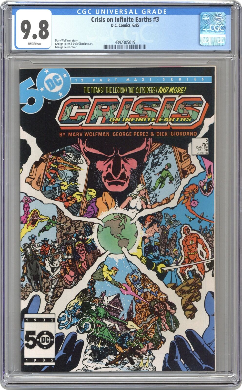 Crisis on Infinite Earths #3 CGC 9.8 1985 4392305019