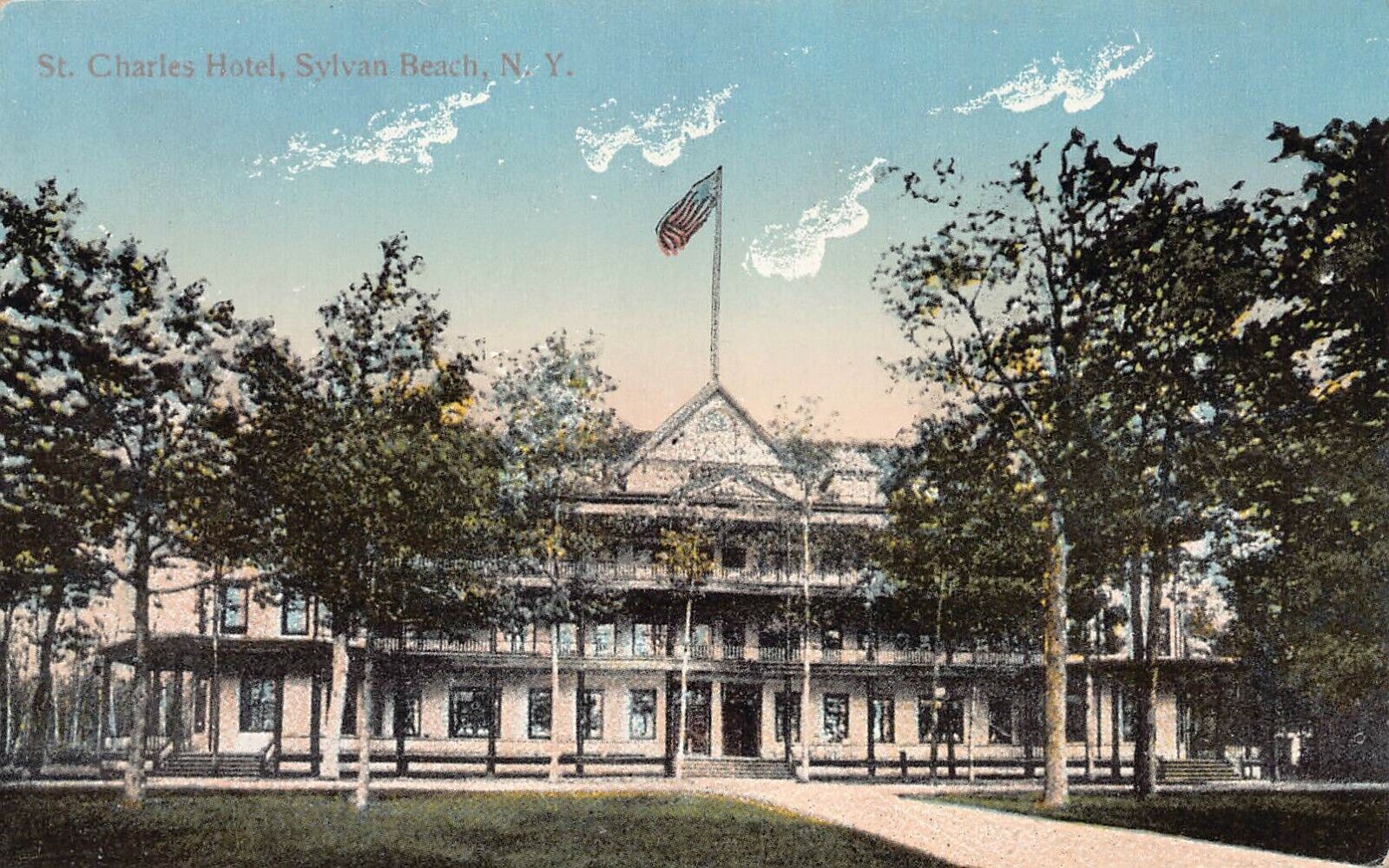 St. Charles Hotel, Sylvan Beach, New York, Early Postcard, Unused