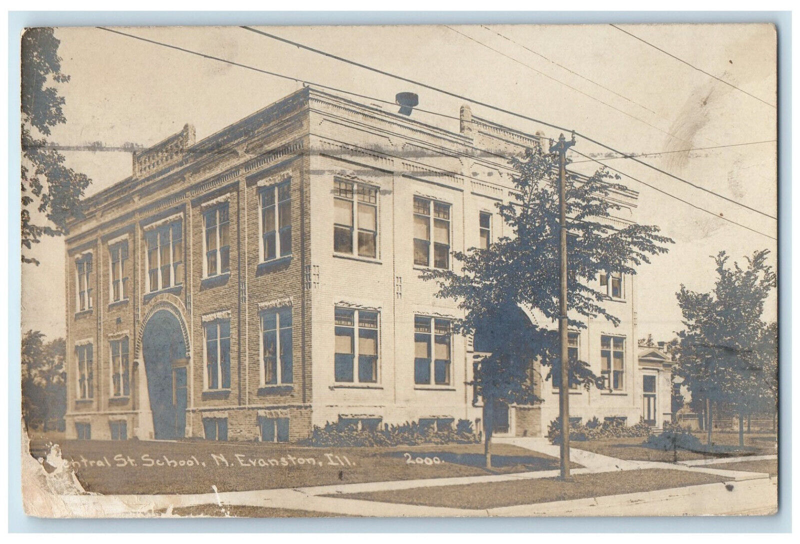 Evanston Illinois IL RPPC Photo Postcard Central Street School Childs 1908