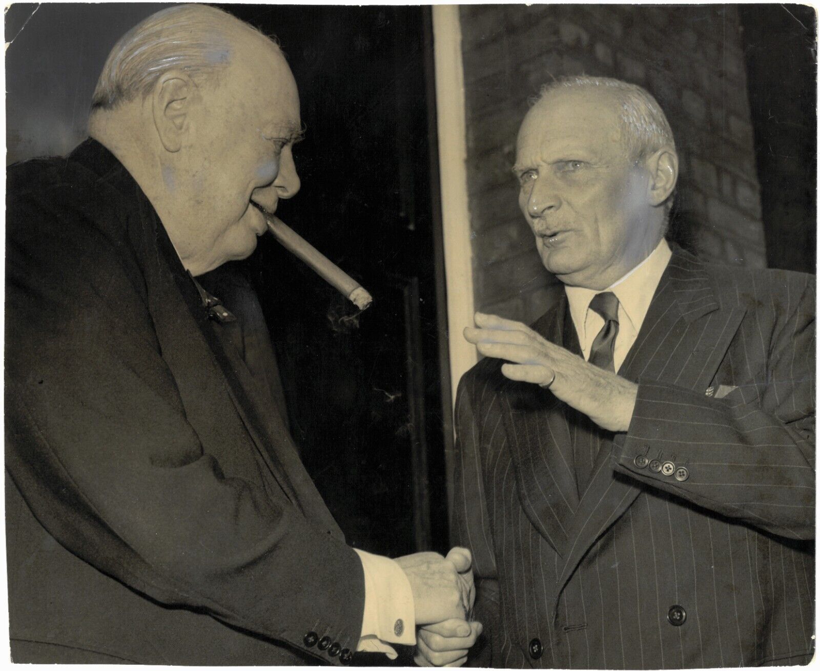 September 1956 press photo of Winston Churchill with Bernard Montgomary