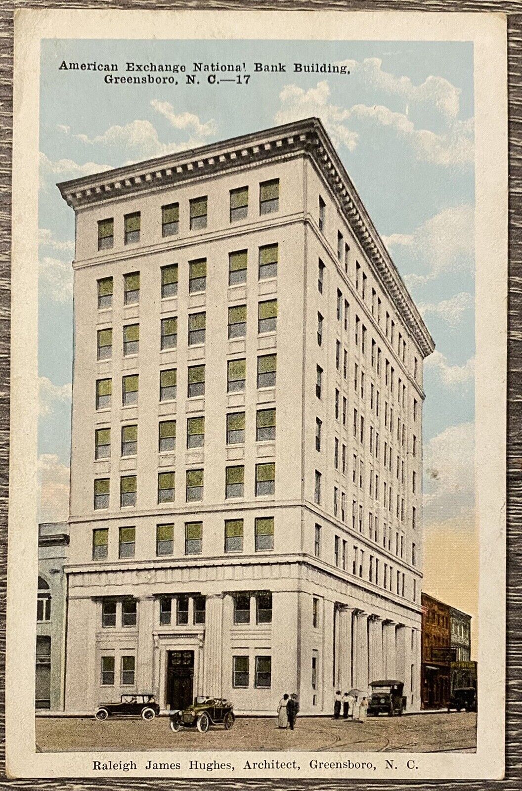 Vtg Postcard American Exchange National Bank Building Greensboro NC 1928 Posted