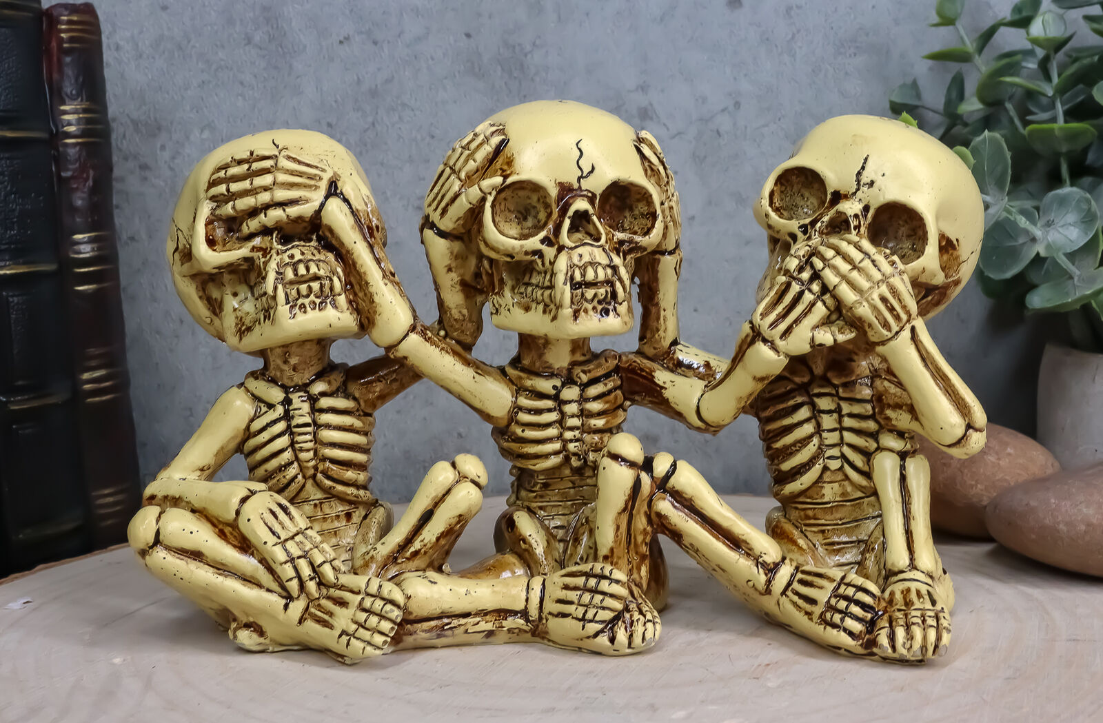 Ebros Gothic Alchemy See Hear Speak No Evil Skeletons Macabre Figurine