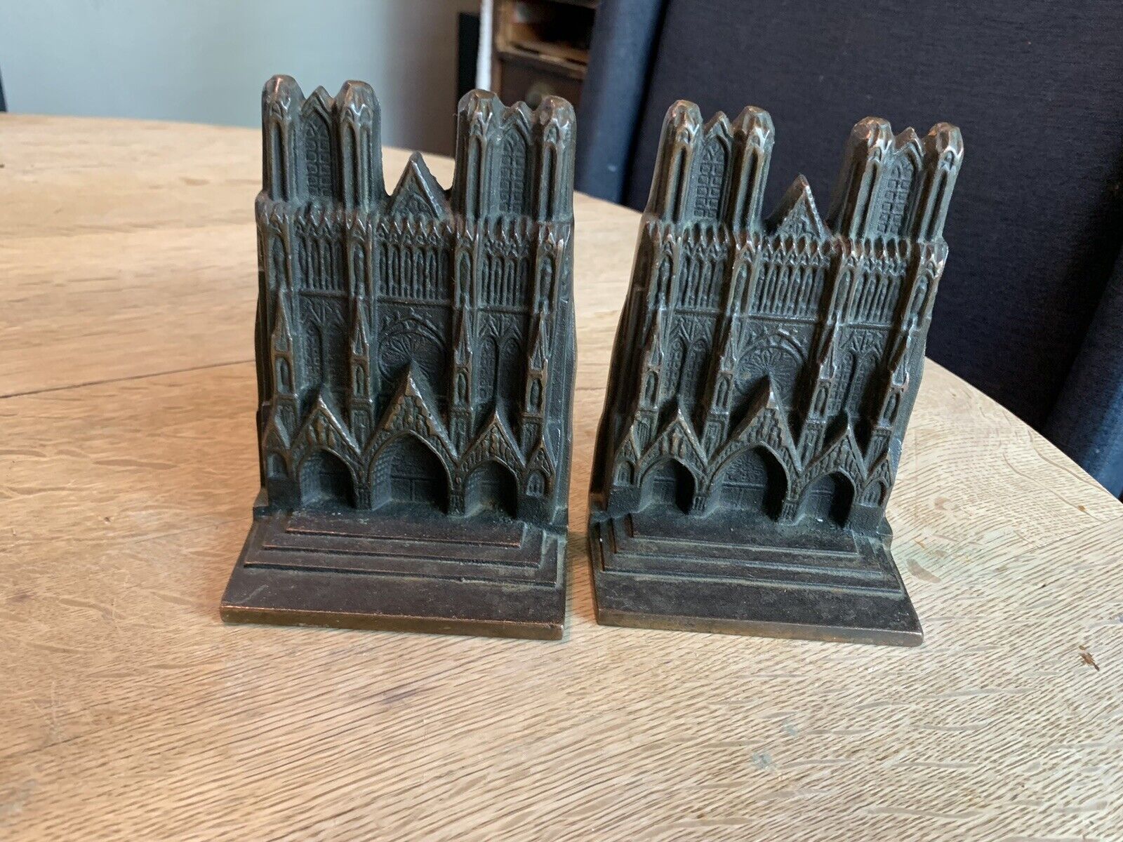 Antique Notre Dame Cathedral Metal Bookends