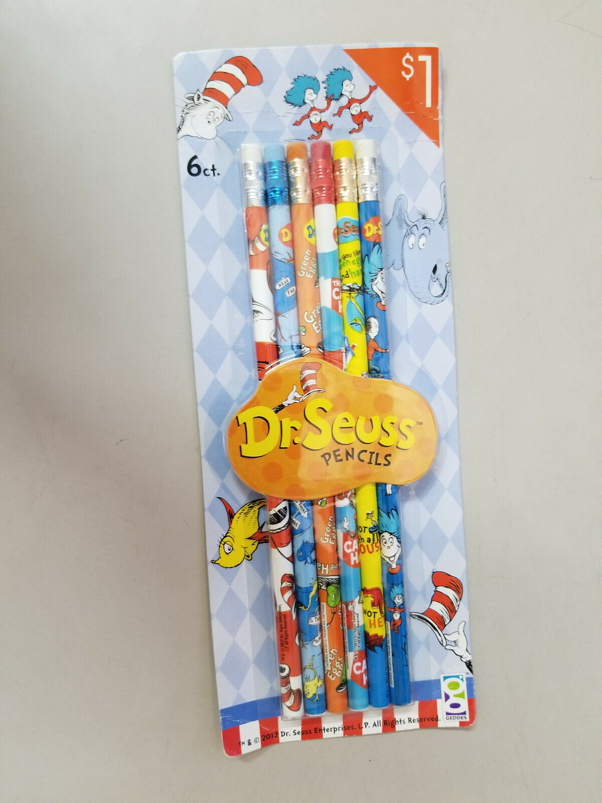Dr. Seuss Pencils Cat in the Hat Pencils 6 pack Aqua card