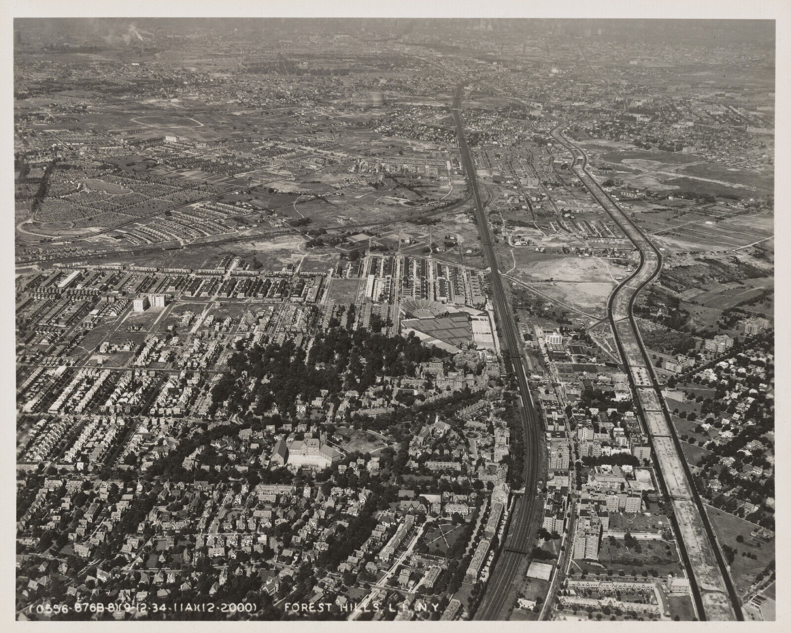 Old 8X10 Photo, 1930\'s Aerial View Forest Hills New york 68145477