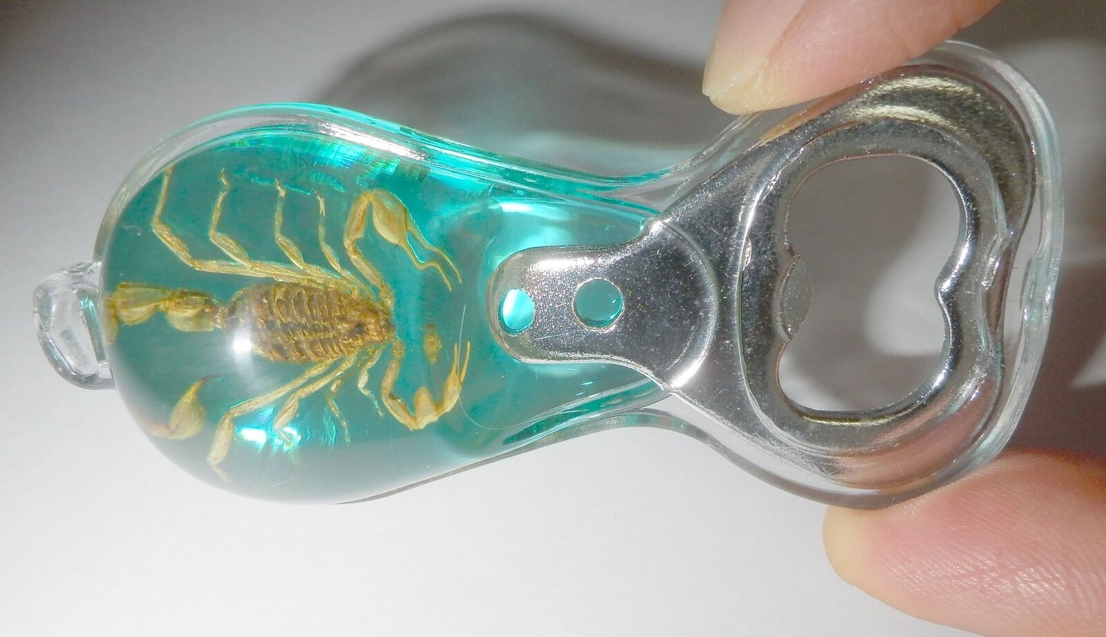 Insect Small Bottle Opener Golden Scorpion Mesobuthus martensii Clear Blue