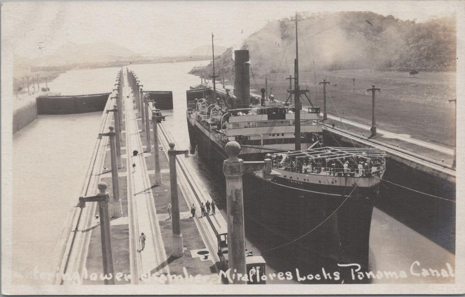 RPPC Postcard Ship Miraflores Locks Panama Canal Panama 
