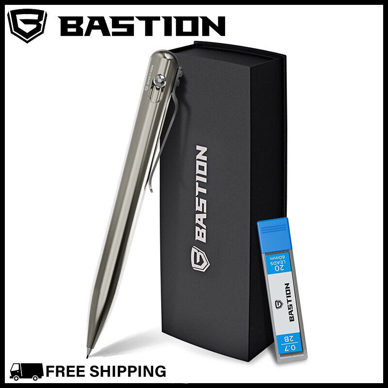BASTION MECHANICAL PENCIL 0.7MM Titanium Body Bolt Action Drafting Drawing NEW