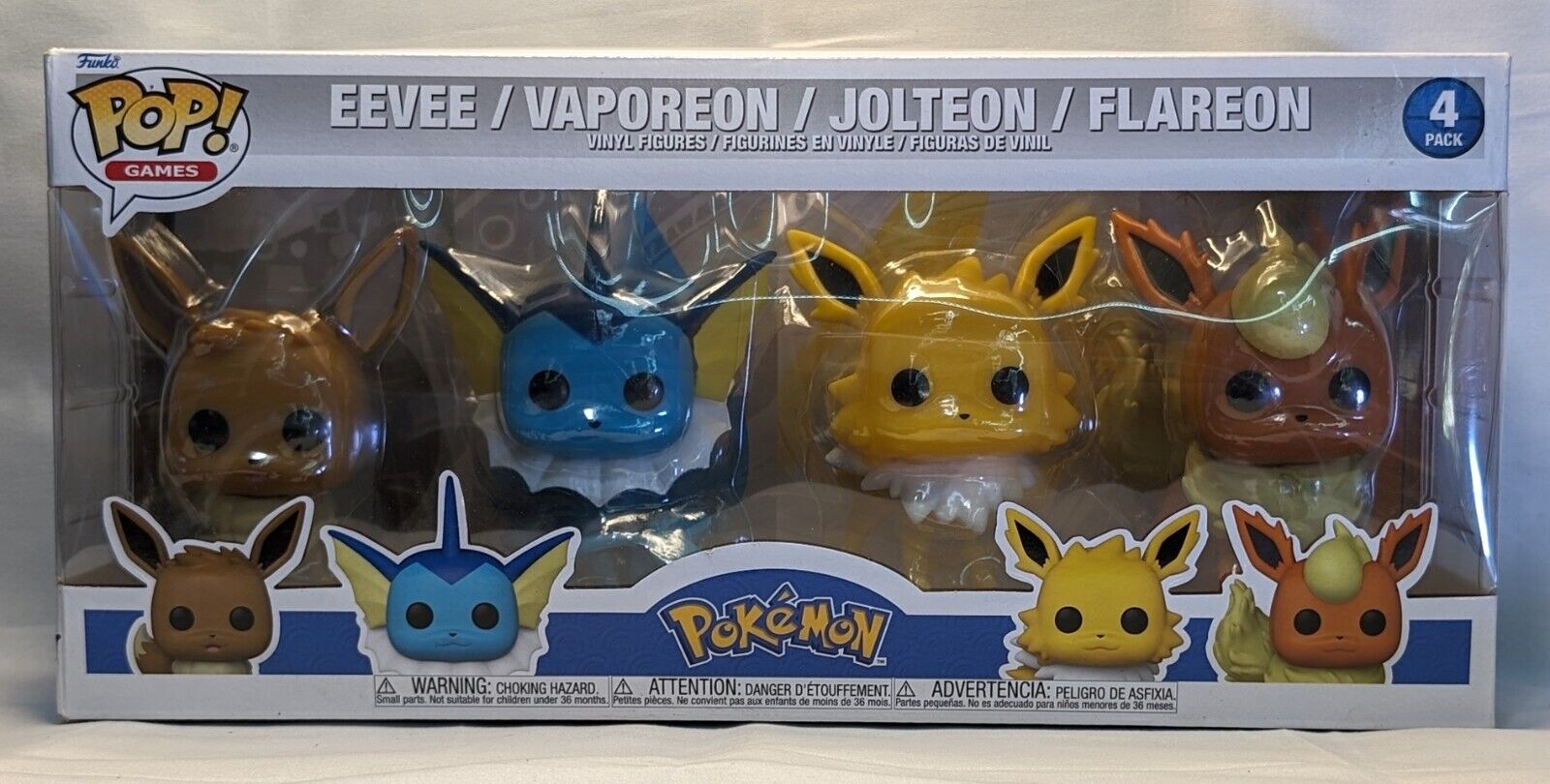 Funko POP Pokemon Eevee Vaporeon Jolteon Flareon Eeveelutions 4 Pack- NEW
