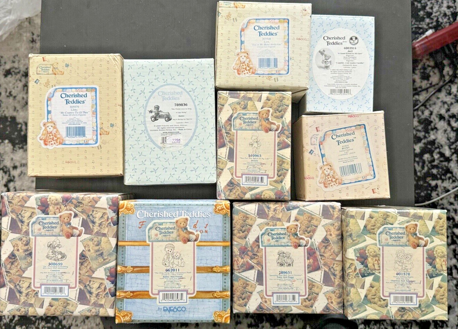 Cherished Teddies By Enesco Lot of 10 with Boxes and COA's all in VG Condition