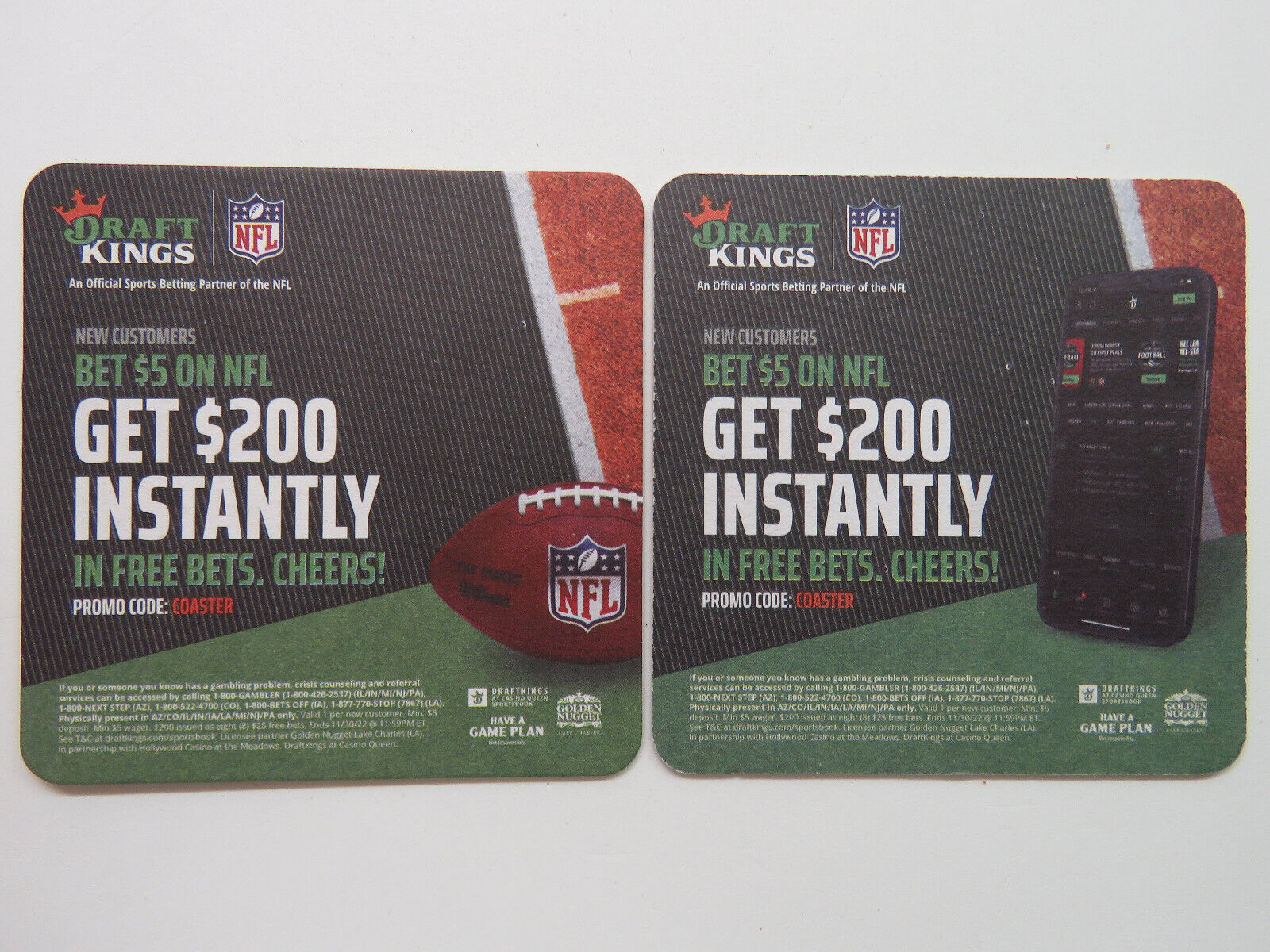 Beer Collectible Coaster ~ DRAFT KINGS: Official Sports Betting Partner with NFL