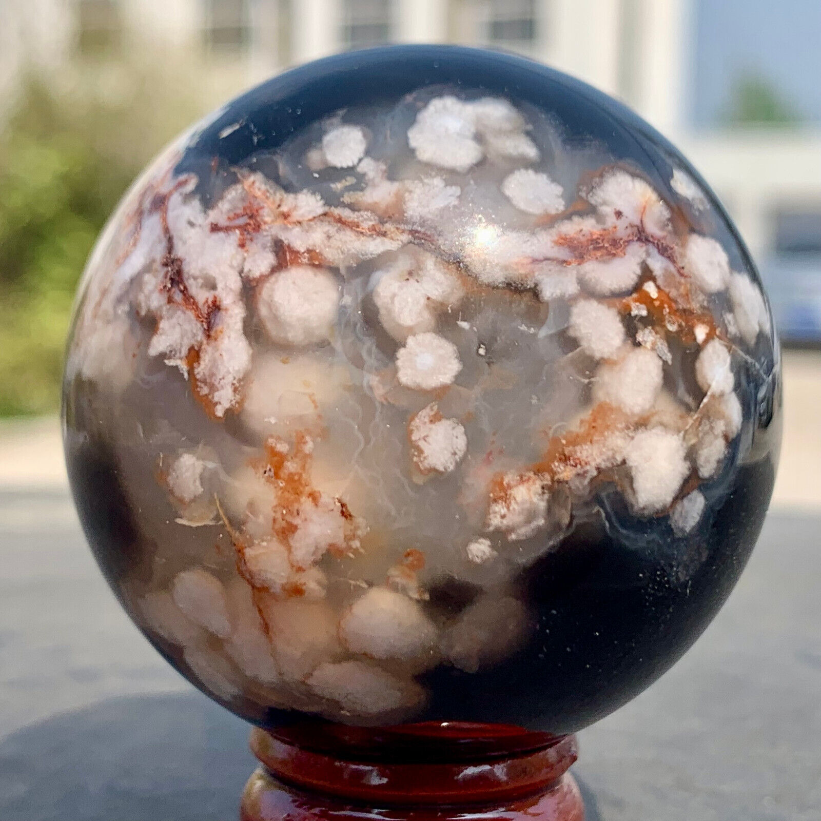 172G  Natural Sakura Agate Quartz Sphere healing ball Specimen