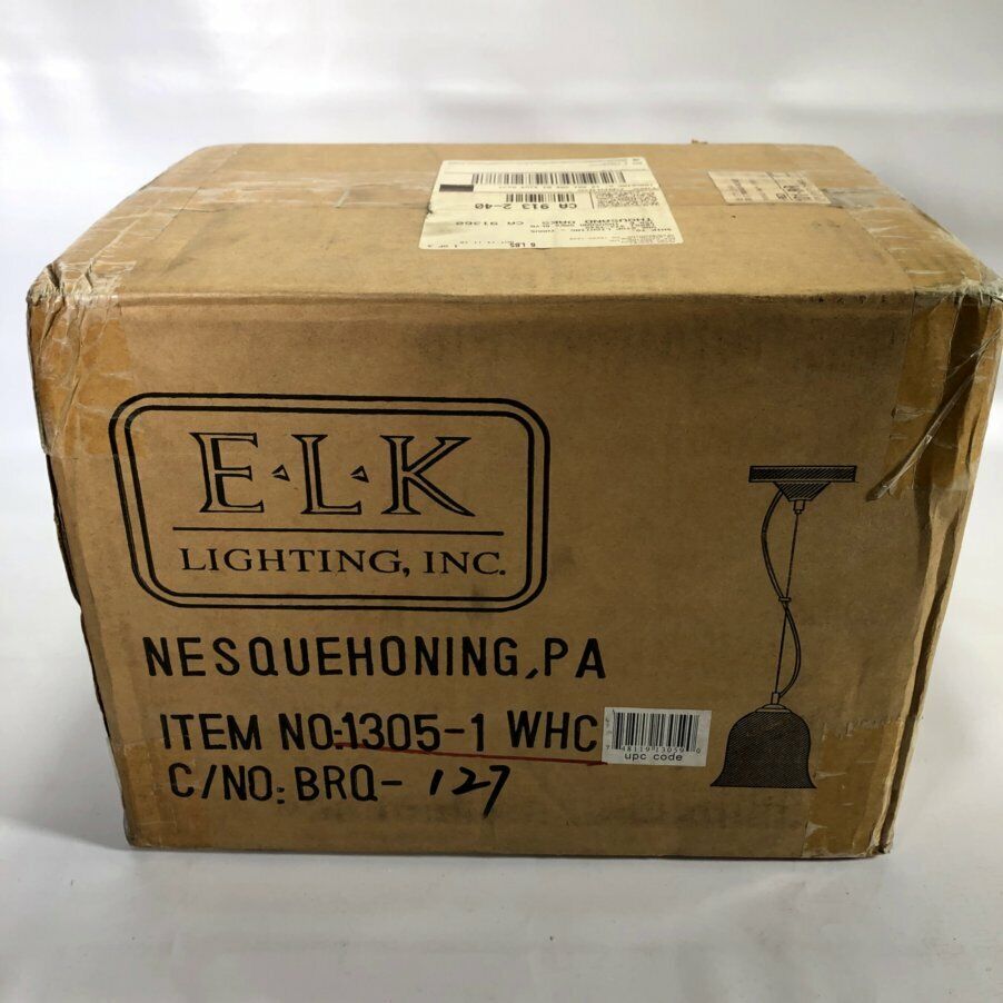 E.L.K. Home Lighting Item #1305-1 WHC One Light Mini Pendant Glass Lamp * NEW