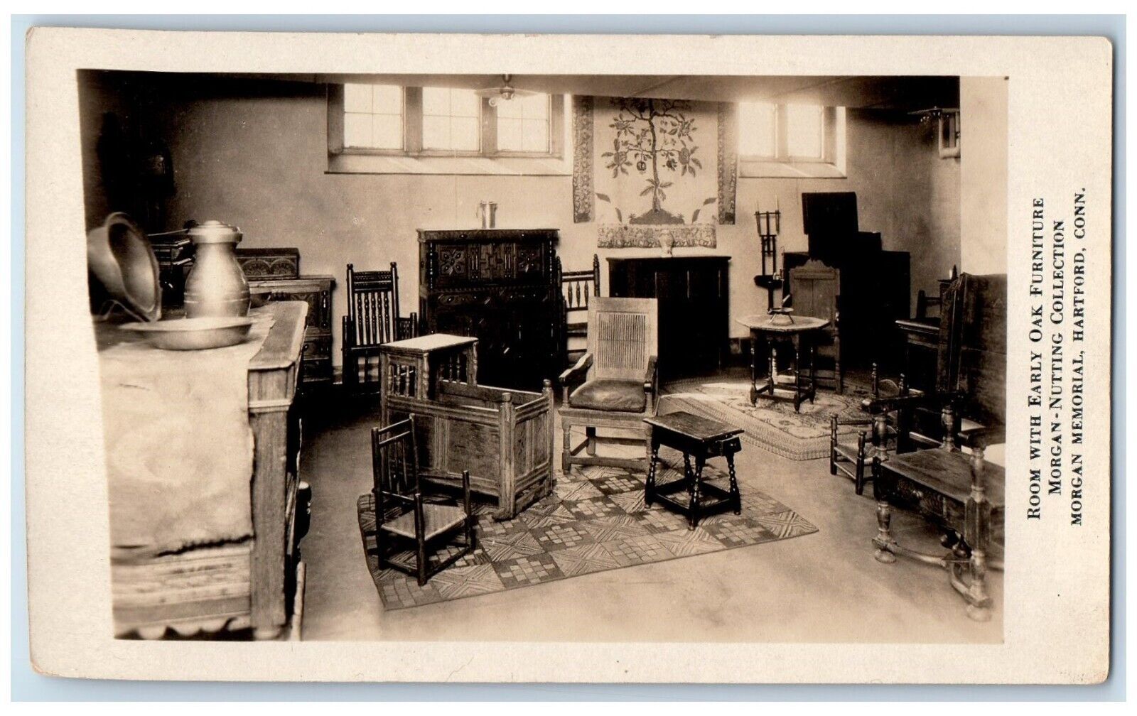 Room With Early Oak Furniture Morgan Memorial Hartford CT RPPC Photo Postcard