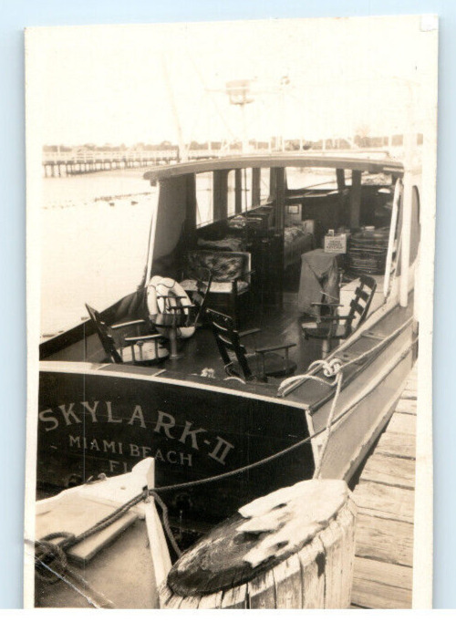 Vintage Photo 1947 Miami Beach Boat Ready for Ride ,3.5x2.5