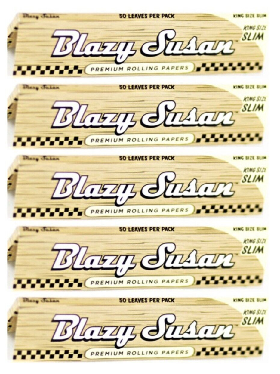 5x Blazy Susan King Size Rolling Papers Unbleached *Great Price* USA Shpd