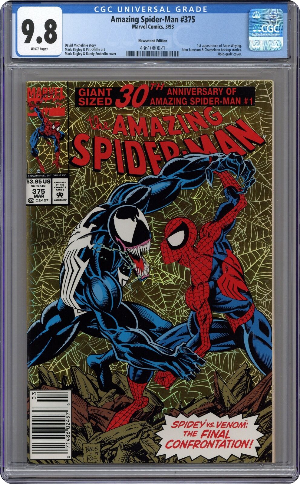 Amazing Spider-Man #375N Newsstand Variant CGC 9.8 1993 4361080021