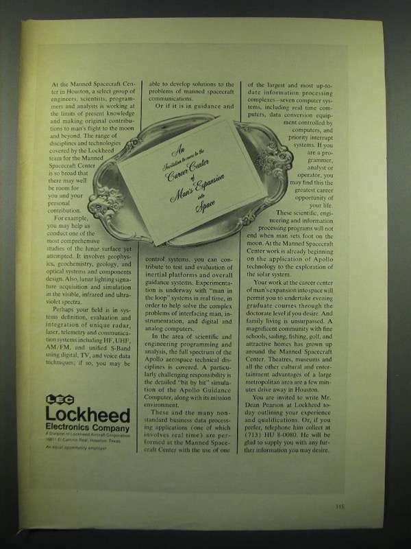 1966 Lockheed Electronics Company Ad - An Invitation