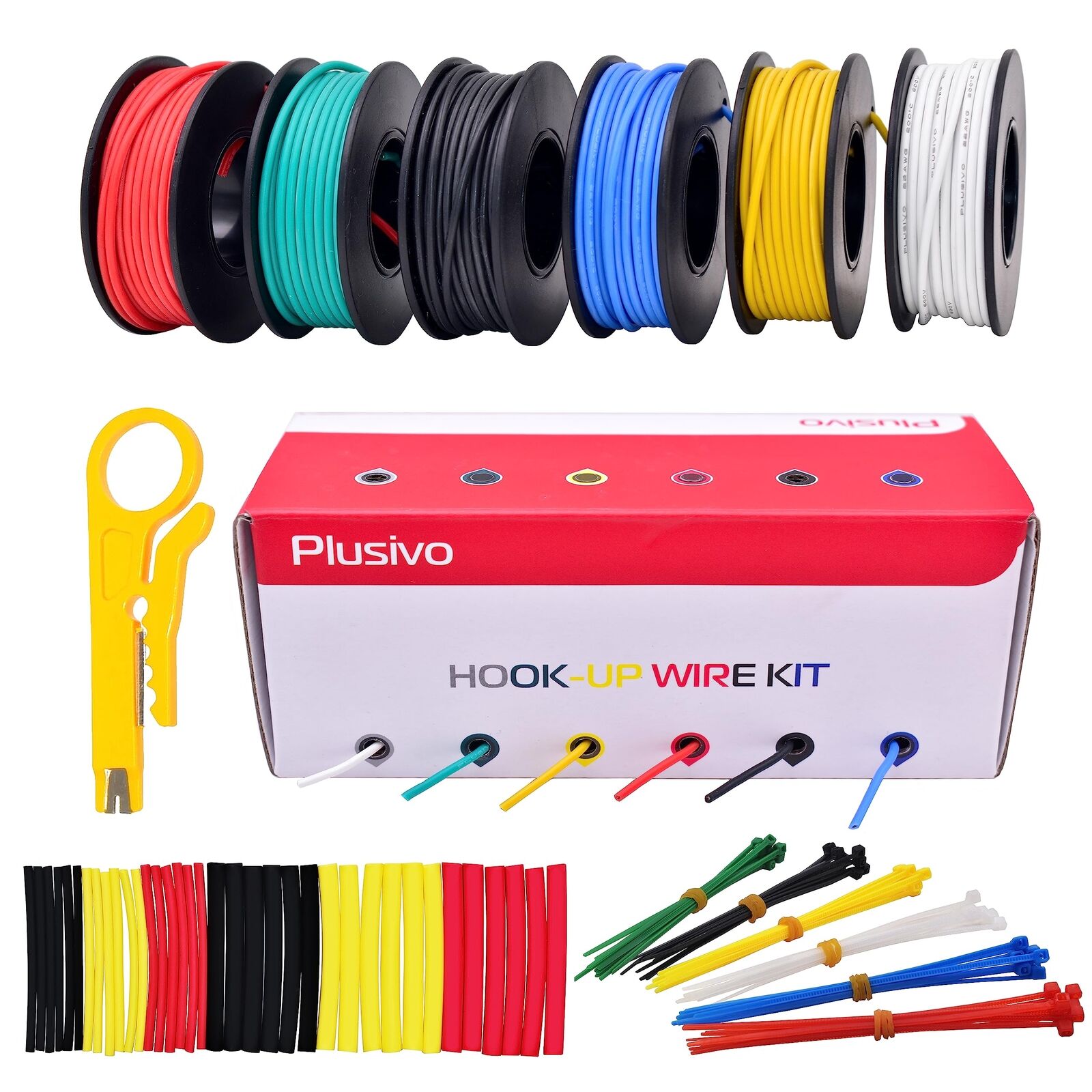 22 AWG Stranded Wire Kit – Silicone Coated Copper Wires 22 Gauge Pre-Tinned...