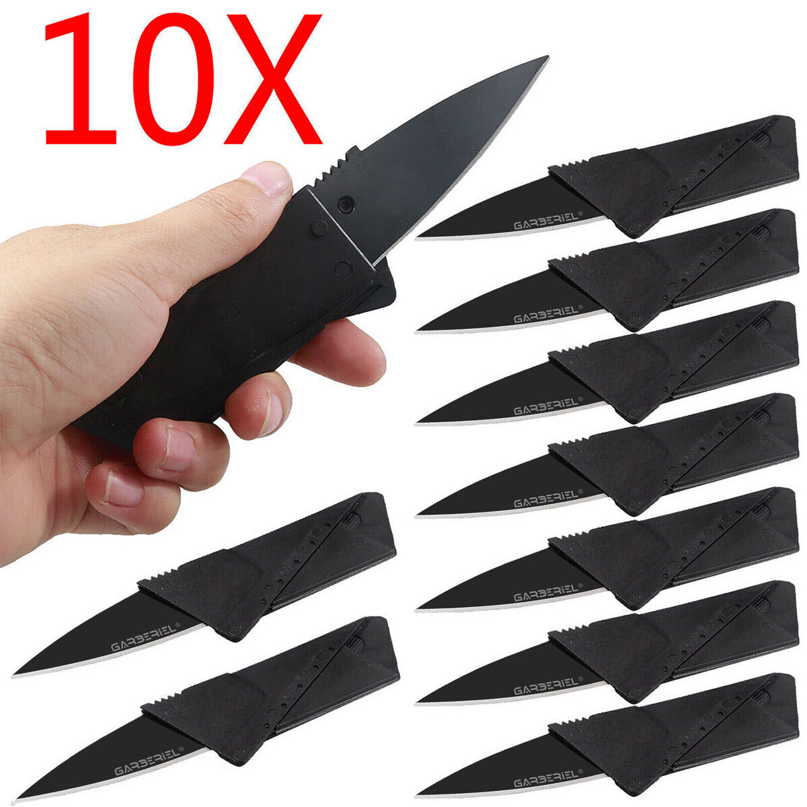 10x Credit Card Folding Knife Black Wallet Sharp Thin Knives For Hunting Camping