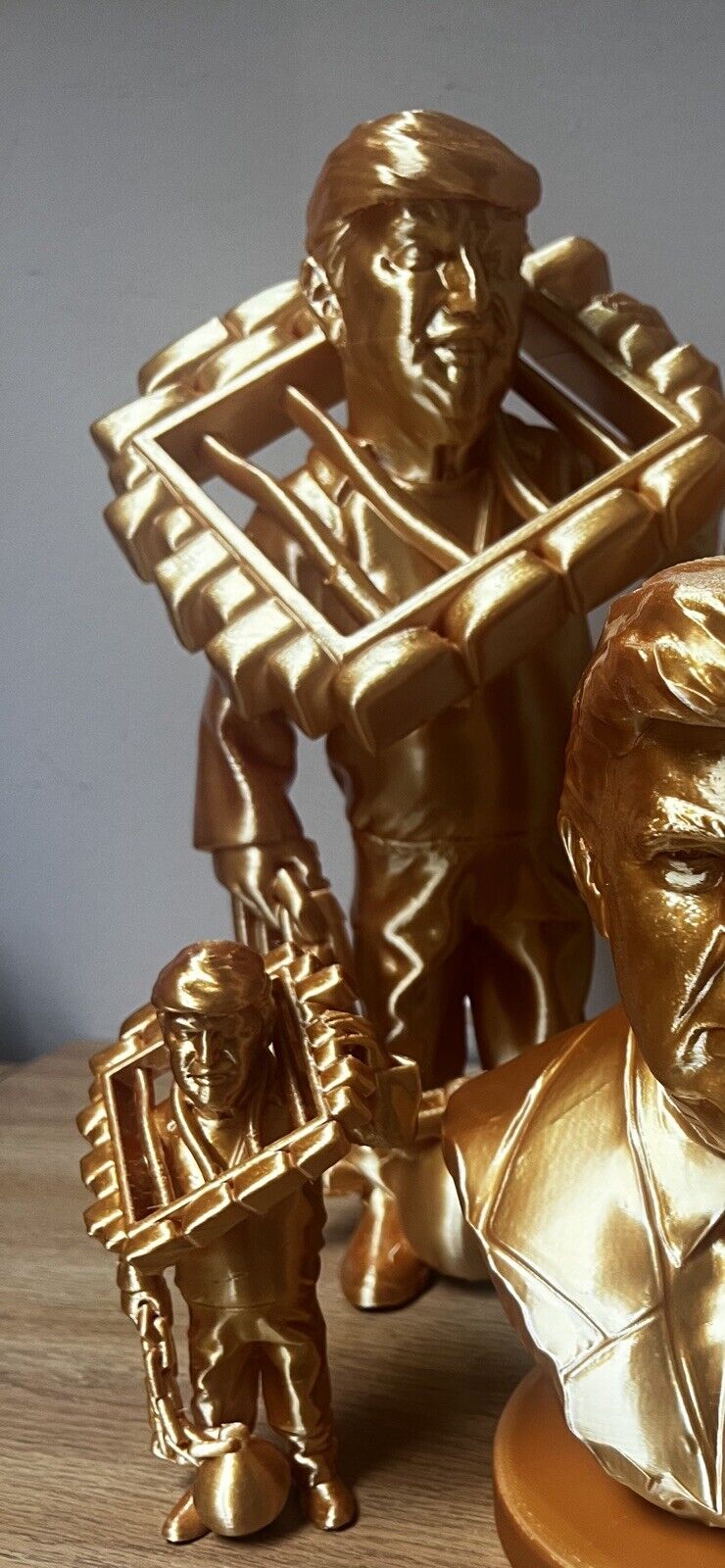 Gold Prison Break Trump Statue HUGE 241MM Tall Art piece DJT Escapes Tyranny