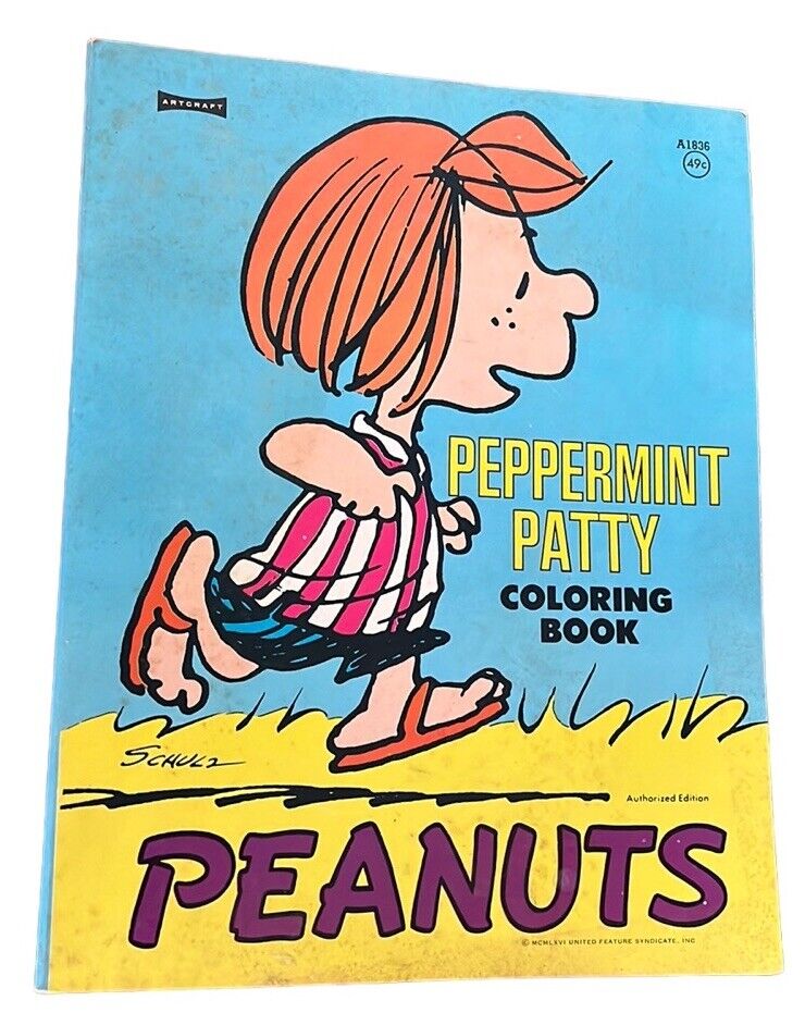 Vintage 1966 PEPPERMINT PATTY~PEANUTS Coloring Book~unused~Snoopy~Charlie Brown+
