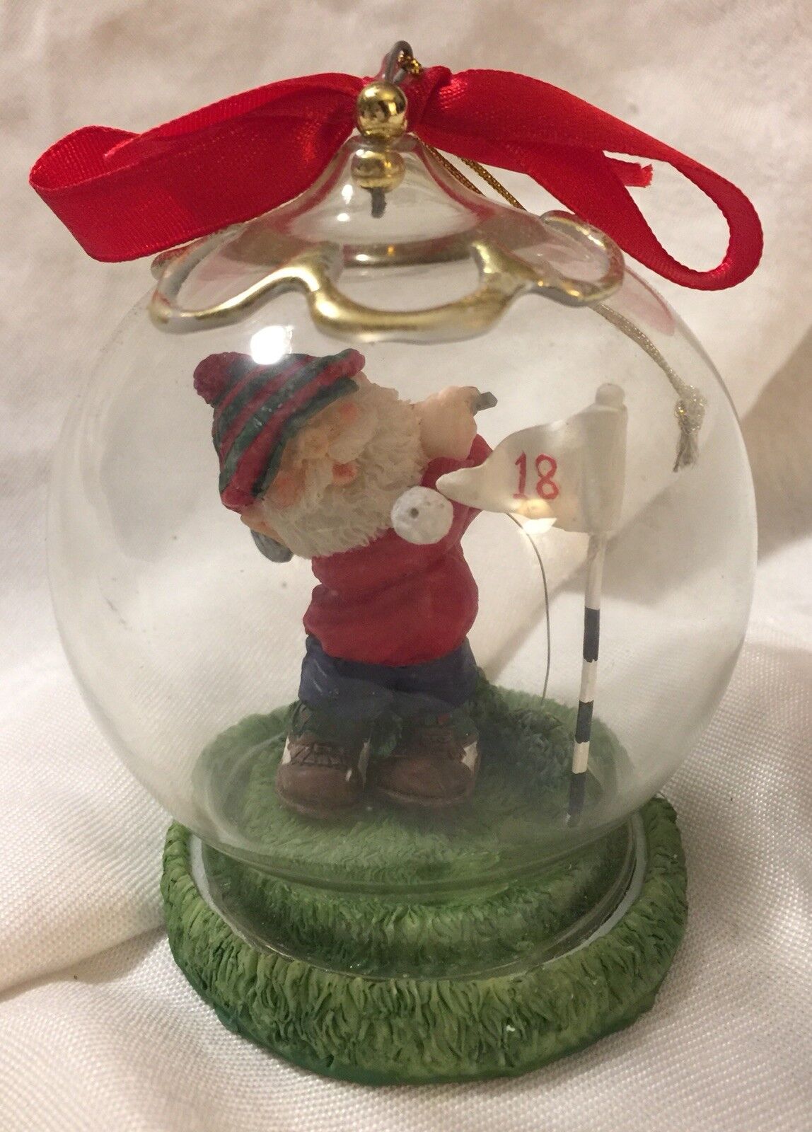 Christmas Golf Ornament Santa Globe Flag Ball Holiday Tree Decor Gift Box